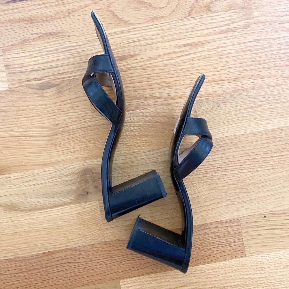 Ann Taylor Black Leather Heeled Sandals - Picture 4 of 5